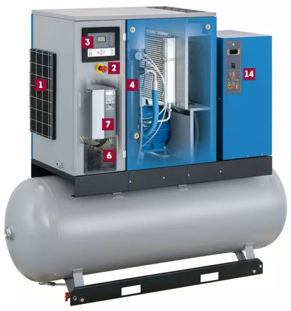 MARK Schraubenkompressor RMA 7,5-270, 5,5-13 bar 'IVR' Komplettgerät mit 270 lt. Kessel