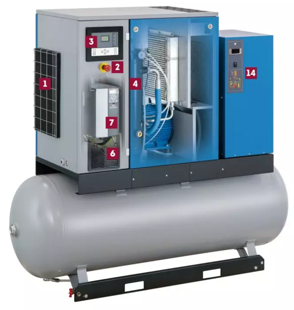 MARK Schraubenkompressor RMA 7,5-270 D, 5,5-13 bar 'IVR' Komplettgerät mit: 270 lt. Kessel, Kältetrockner MDX