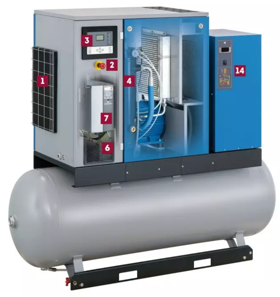 MARK Schraubenkompressor RMA 15-270 D, 5,5-13 bar 'IVR' Komplettgerät mit: 270 lt. Kessel, Kältetrockner MDX